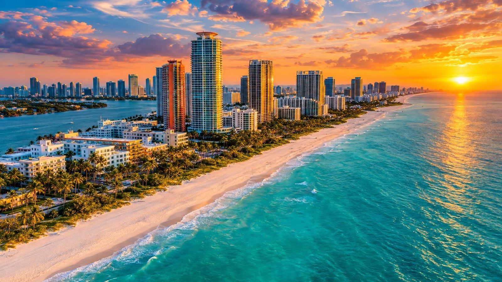 Miami Beach coastline with turquoise water